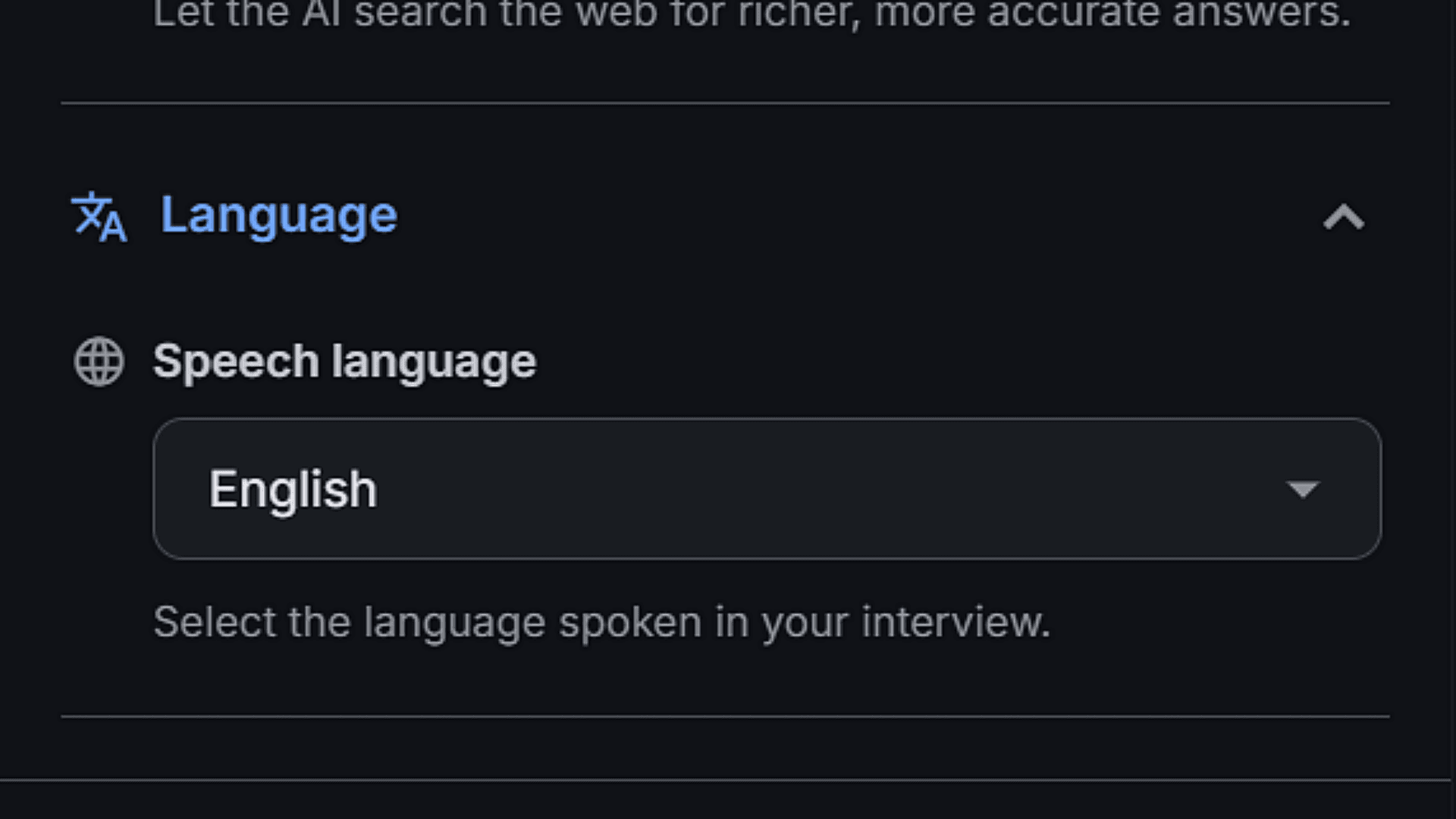 Language selection