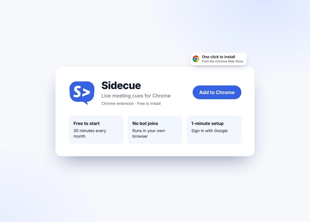 Sidecue extension card with an Add to Chrome button