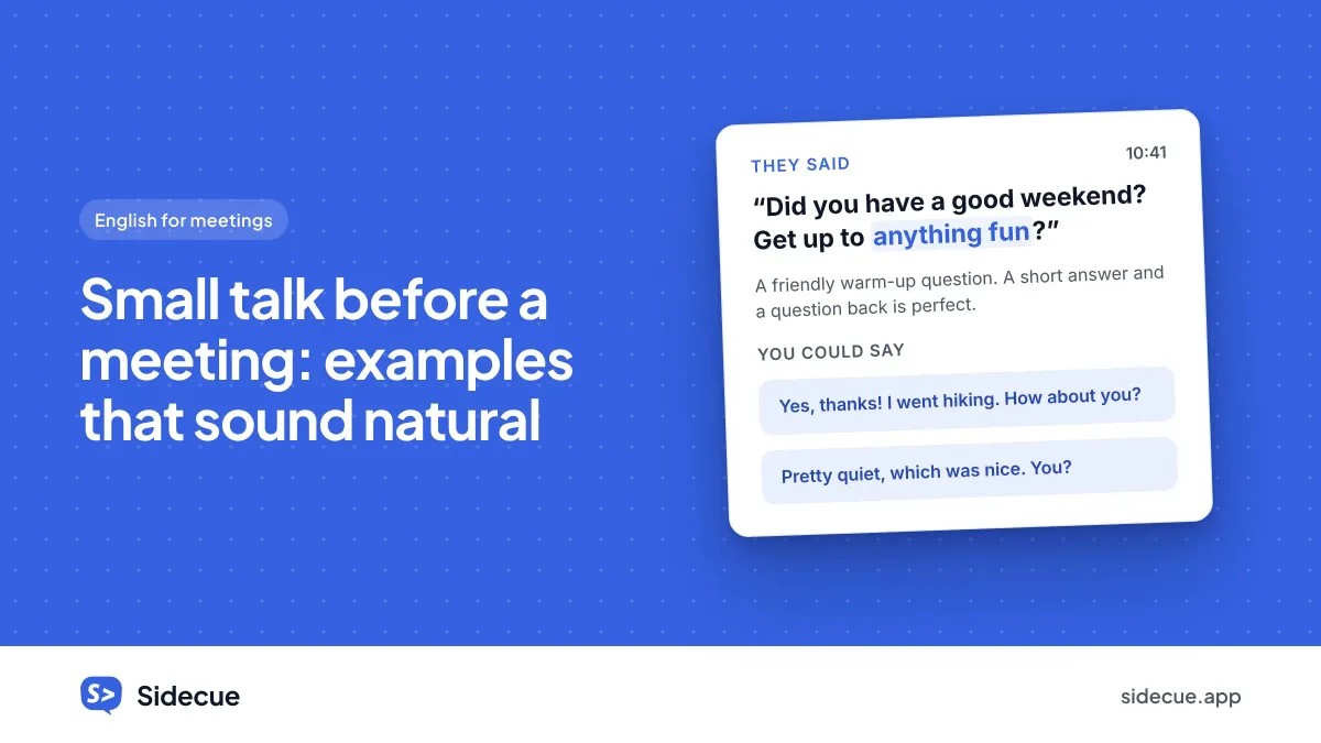 Small talk before a meeting: examples that sound natural
